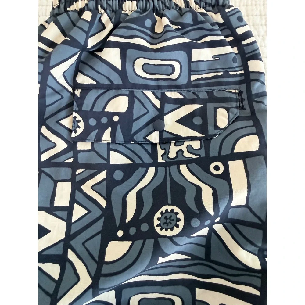Patagonia Mens Baggies Longs 7 Inch Shorts Blue Abstract Geometric‎ Small NEW